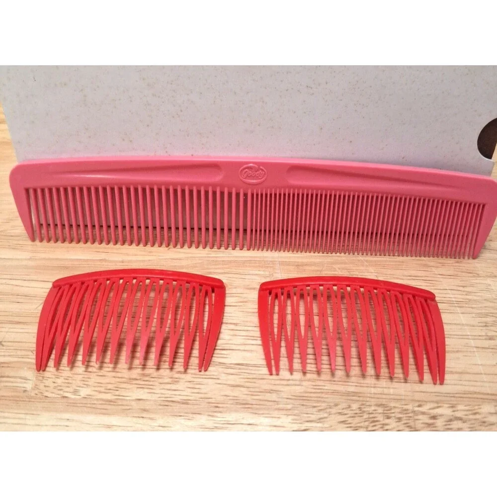 Vintage Goody USA Comb & Red Hair Combs Pink Wide Tight Teeth Unbreakable 7.5”